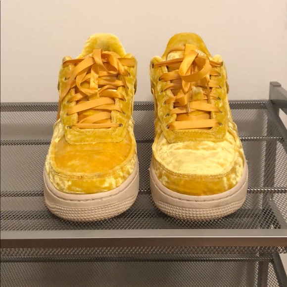 yellow velvet air forces